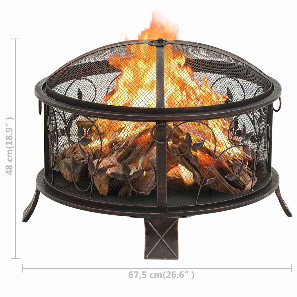 311891 vidaXL Rustic Fire Pit with Poker 67,5 cm XXL Steel