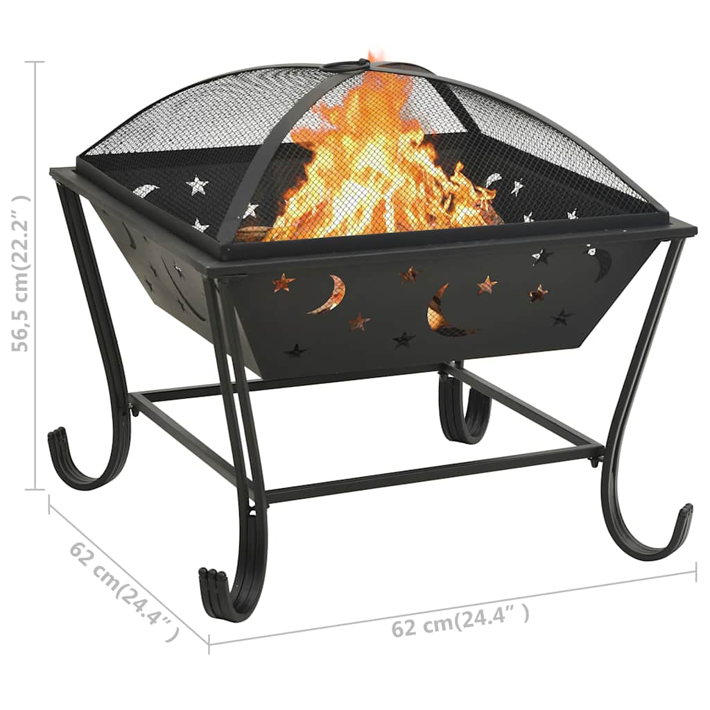 311893 vidaXL Fire Pit with Poker 62 cm XXL Steel