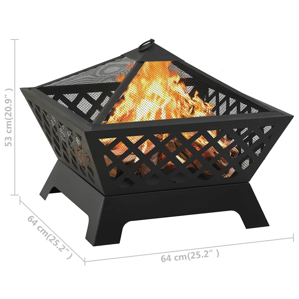 311894 vidaXL Fire Pit with Poker 64 cm XXL Steel