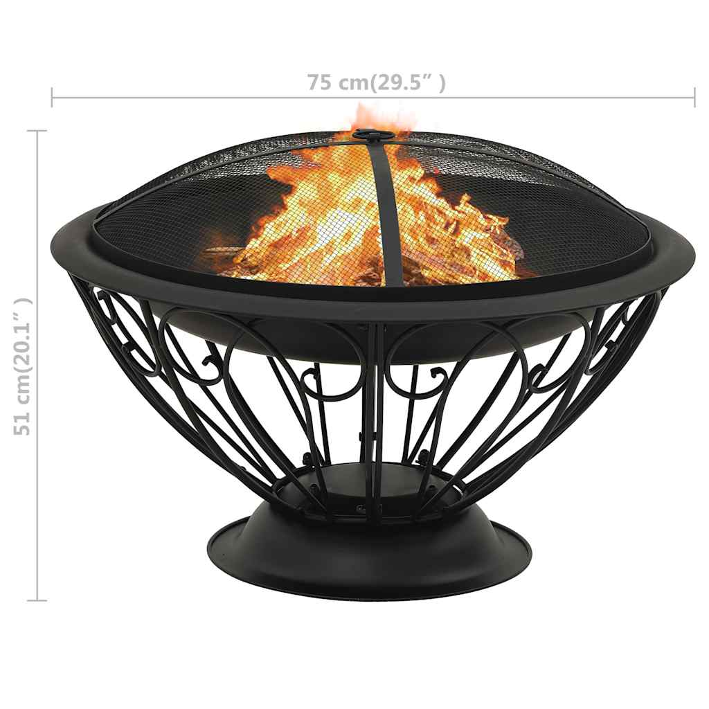 311895 vidaXL Fire Pit with Poker 75 cm XXL Steel