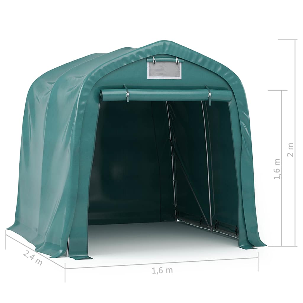 vidaXL Garage Tent PVC 1,6x2,4 m Green