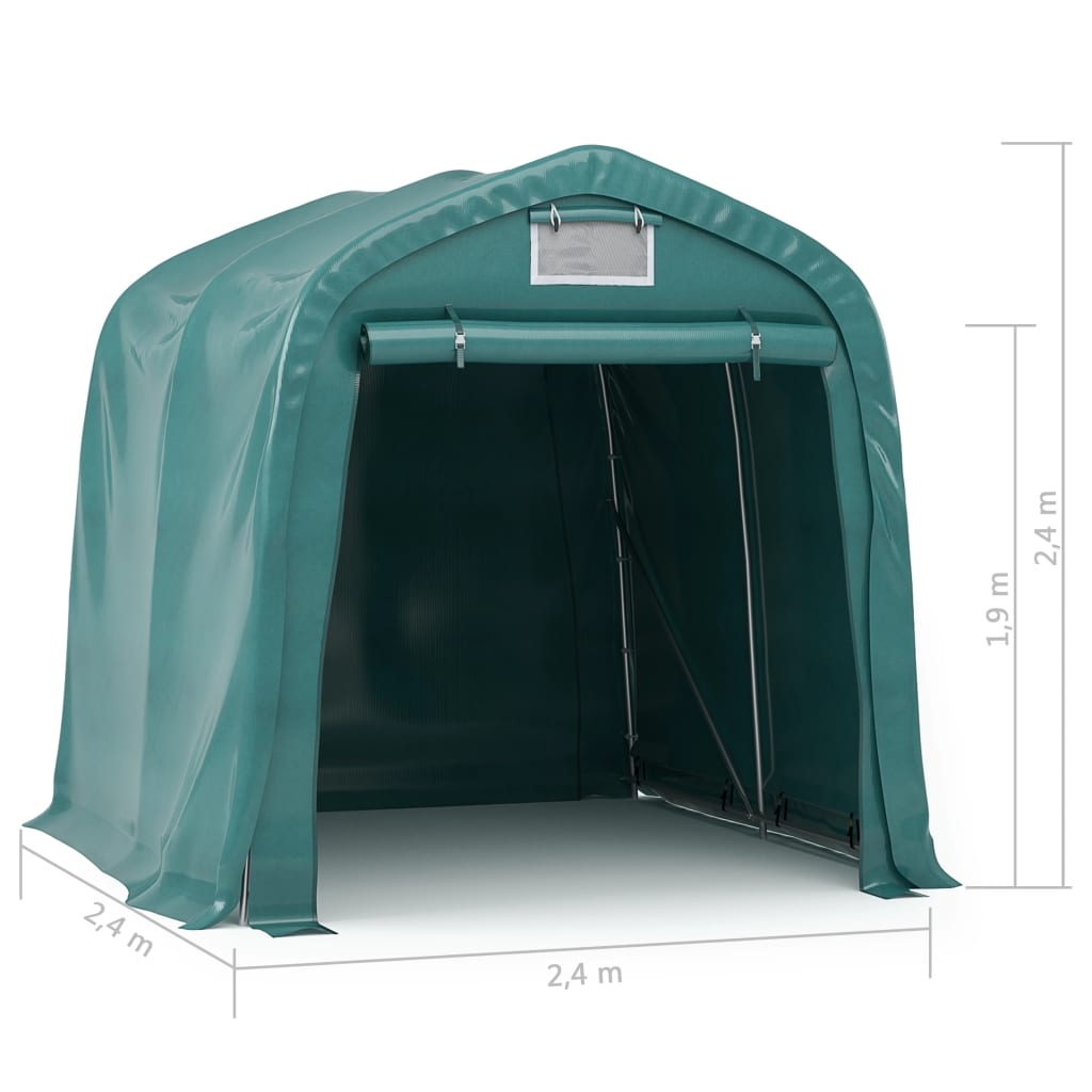vidaXL Garage Tent PVC 2,4x2,4 m Green