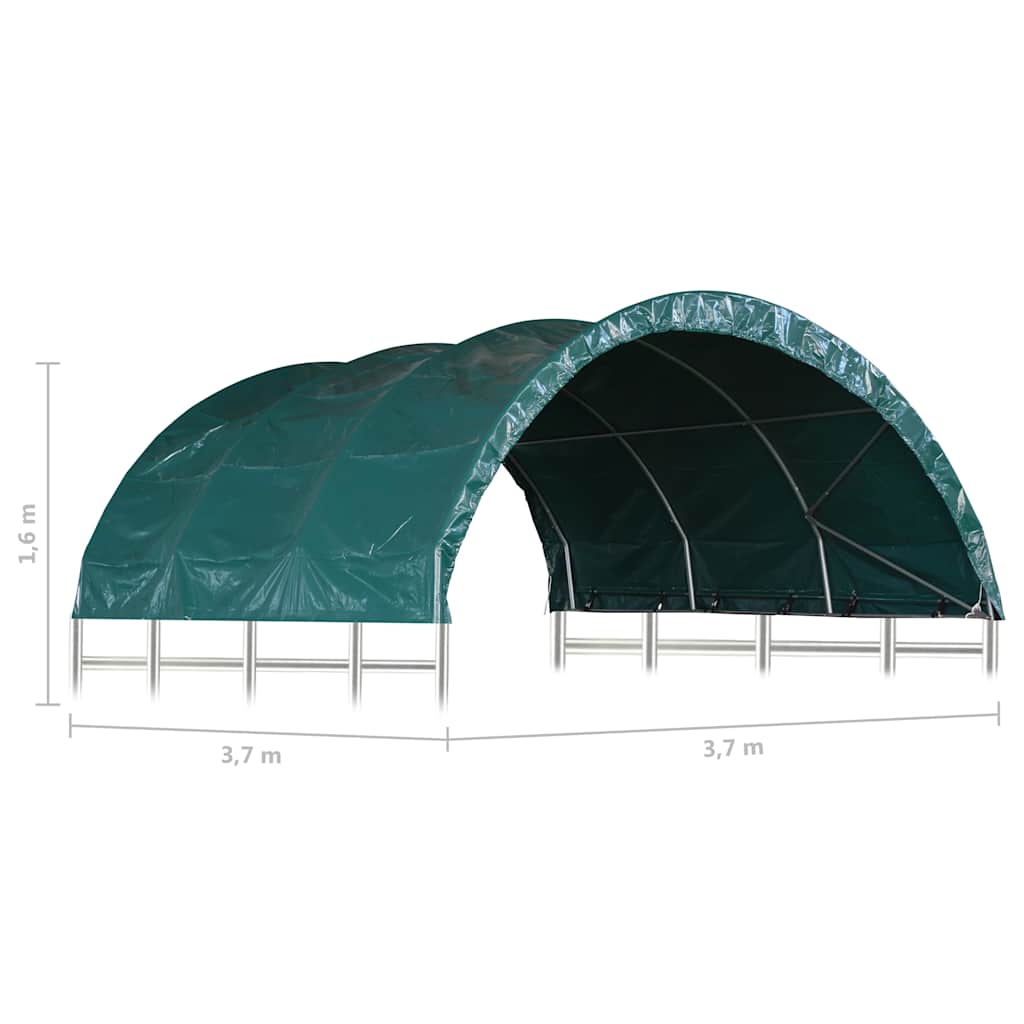 vidaXL Livestock Tent PVC 3,7x3,7 m Green