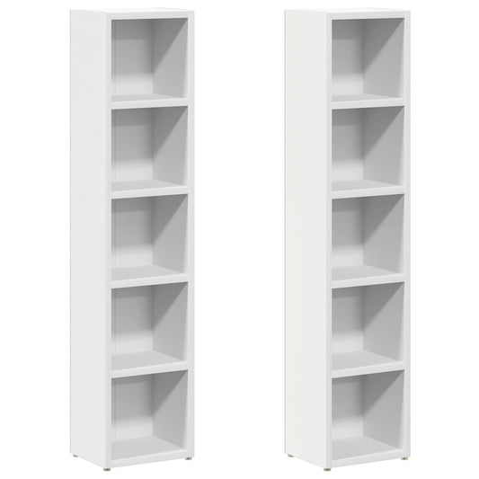 vidaXL CD Cabinets 2 pcs White 21x16x93,5 cm Engineered Wood