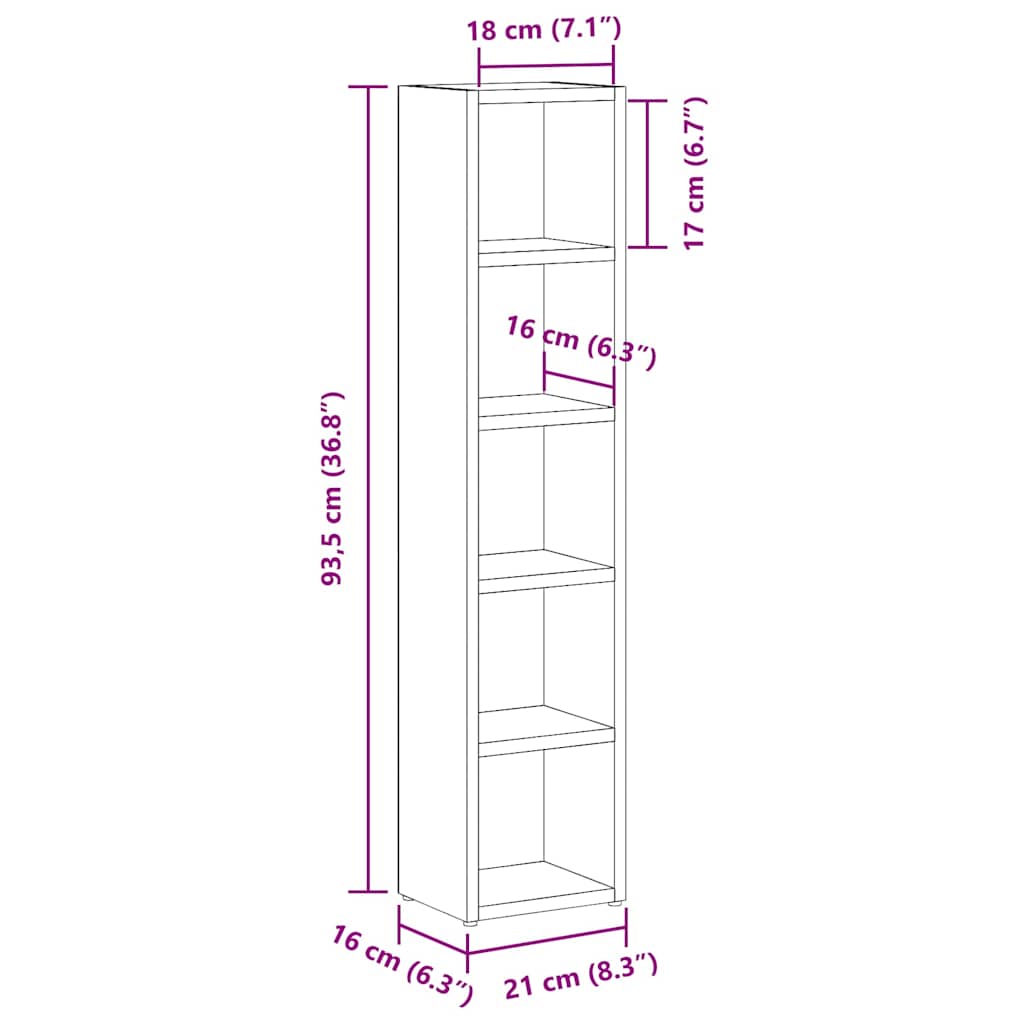 vidaXL CD Cabinets 2 pcs White 21x16x93,5 cm Engineered Wood