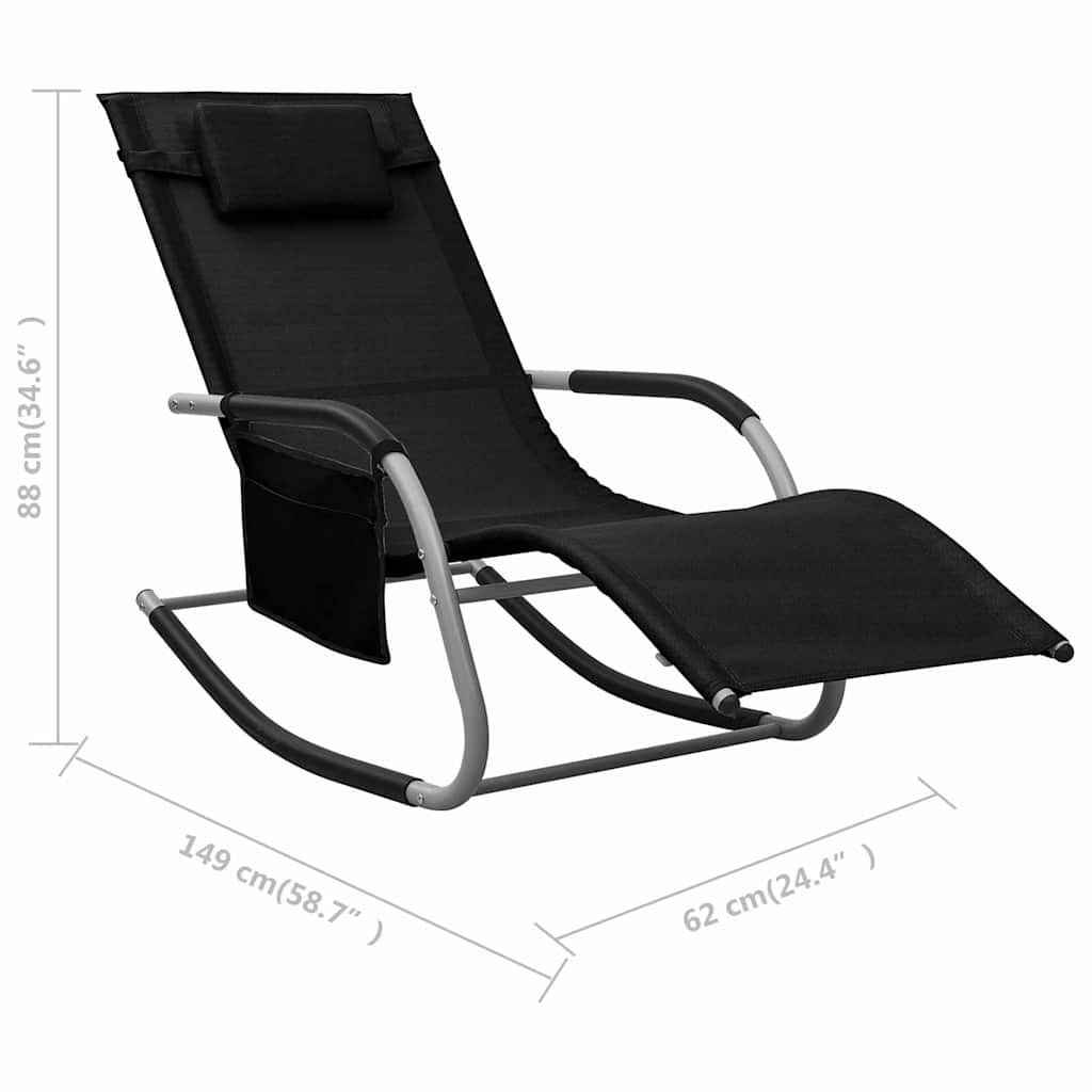 vidaXL Sun Lounger | Set of 2 | Black and Grey | Textilene | Standard