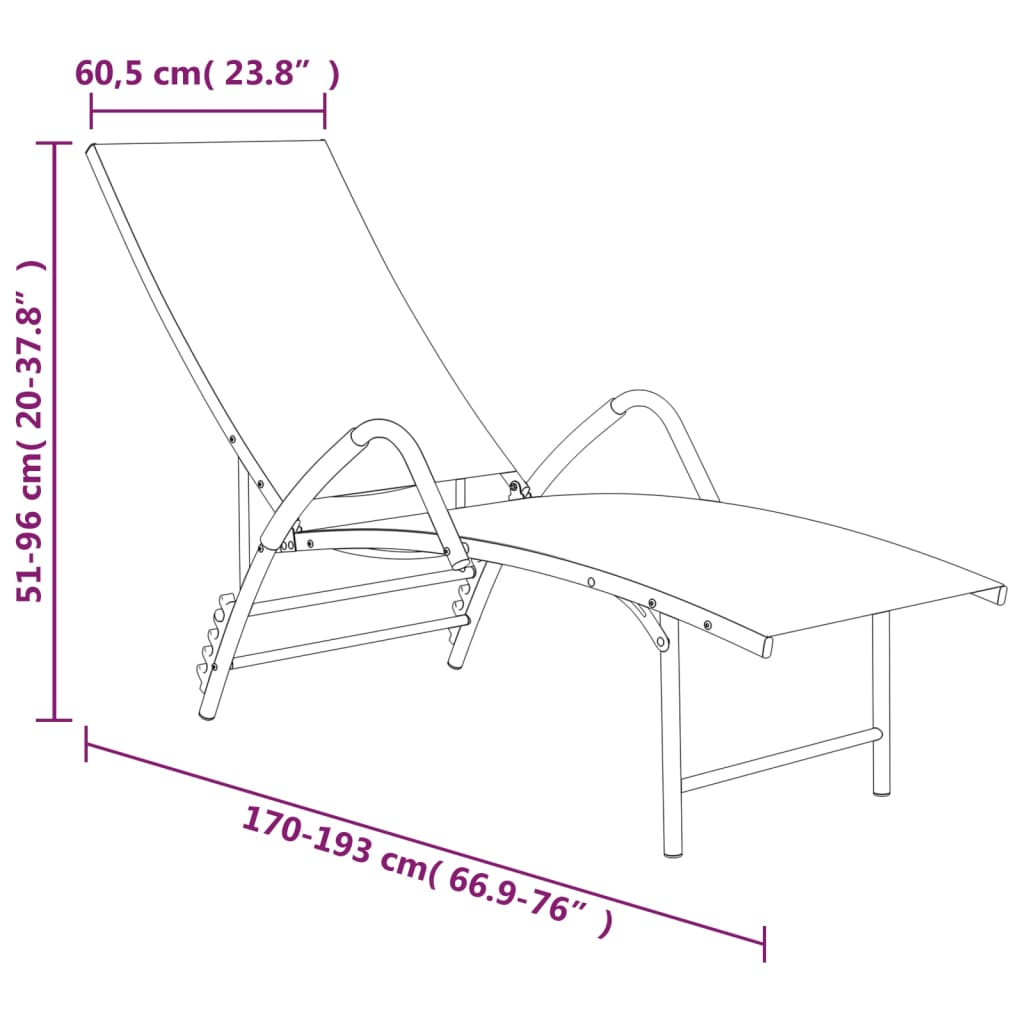 vidaXL Sun Lounger | Cream | Aluminium | Extra High | Adjustable Armrests