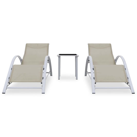vidaXL Sun Lounger | Cream for loungers, Black and Silver for table