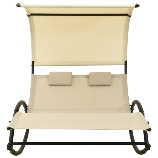 vidaXL Sun Lounger | Cream | Textilene, Steel | Double | Sun Lounger | Crescent