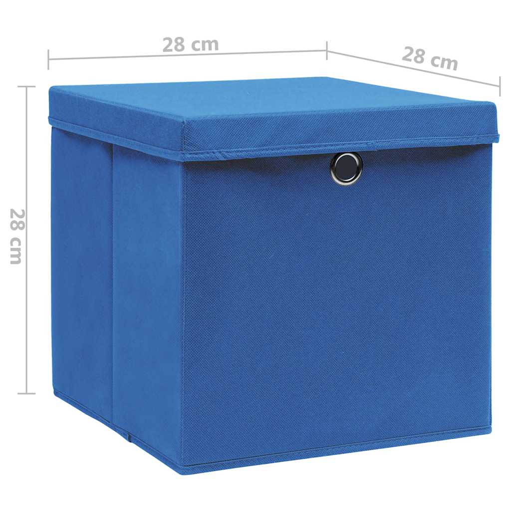vidaXL Storage Boxes with Covers 4 pcs 28x28x28 cm Blue