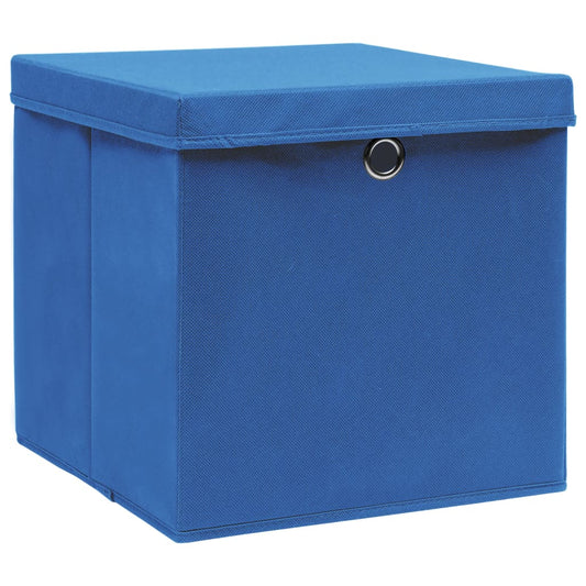 vidaXL Storage Boxes with Covers 10 pcs 28x28x28 cm Blue