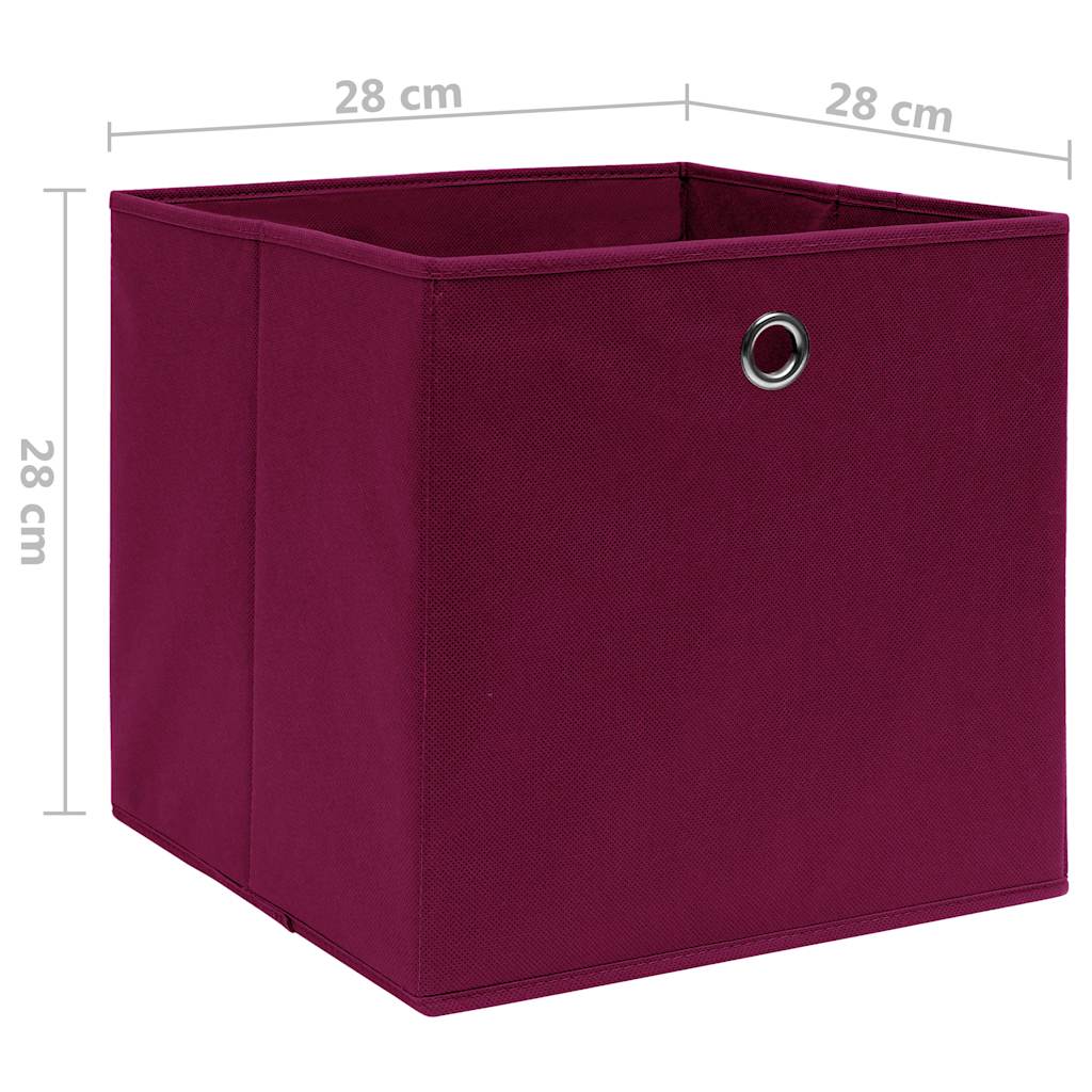 vidaXL Storage Boxes 10 pcs Non-woven Fabric 28x28x28 cm Dark Red