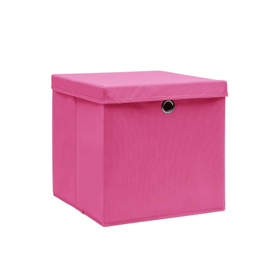 vidaXL Storage Boxes with Covers 10 pcs 28x28x28 cm Pink