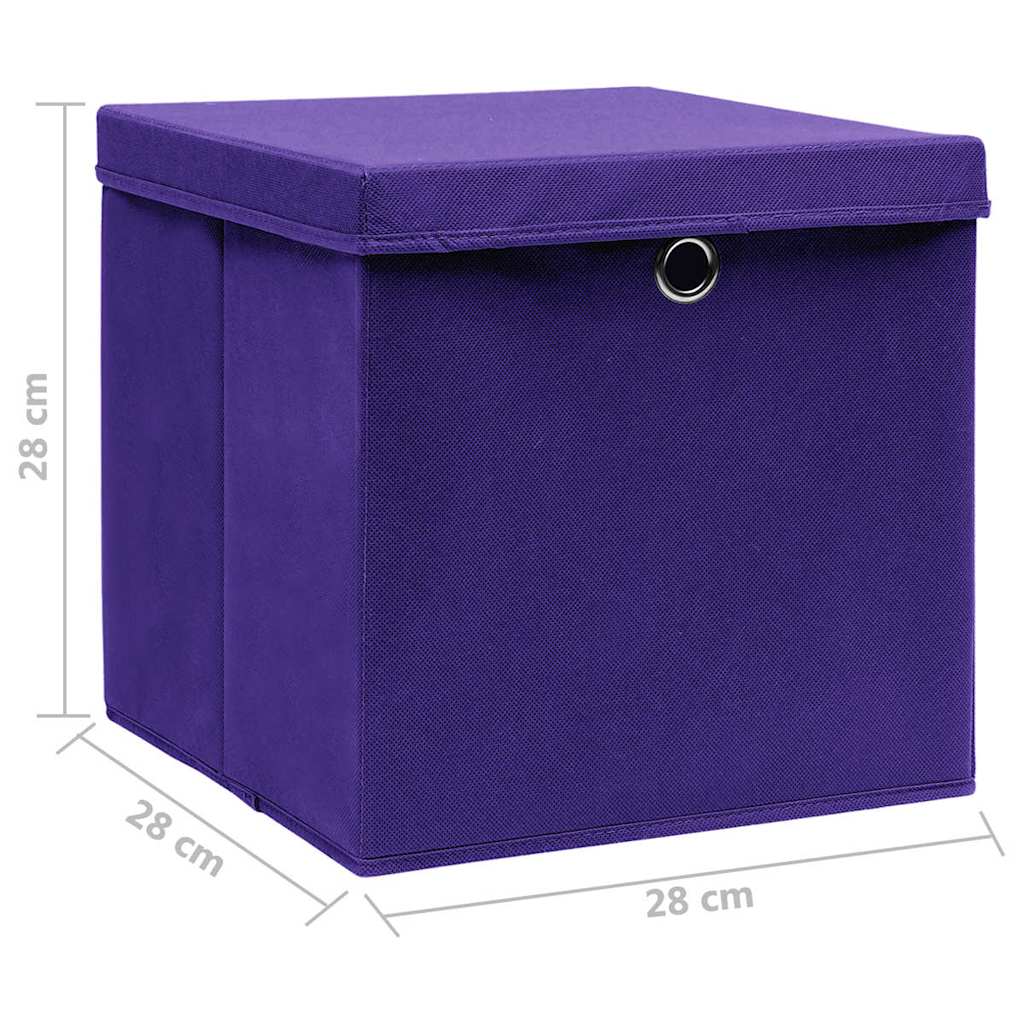 vidaXL Storage Box | Set of 10 | Purple | Non-woven Fabric | Compact | Foldable