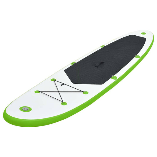 92734 vidaXL Inflatable Stand Up Paddle Board Set Green and White