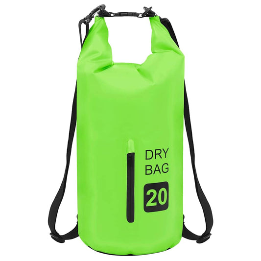 92777 vidaXL Dry Bag with Zipper Green 20 L PVC