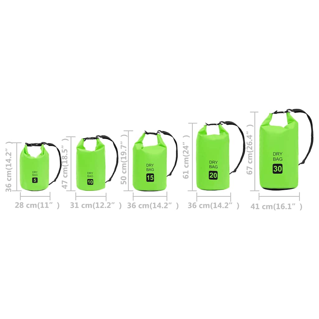 92783 vidaXL Dry Bag Green 30 L PVC