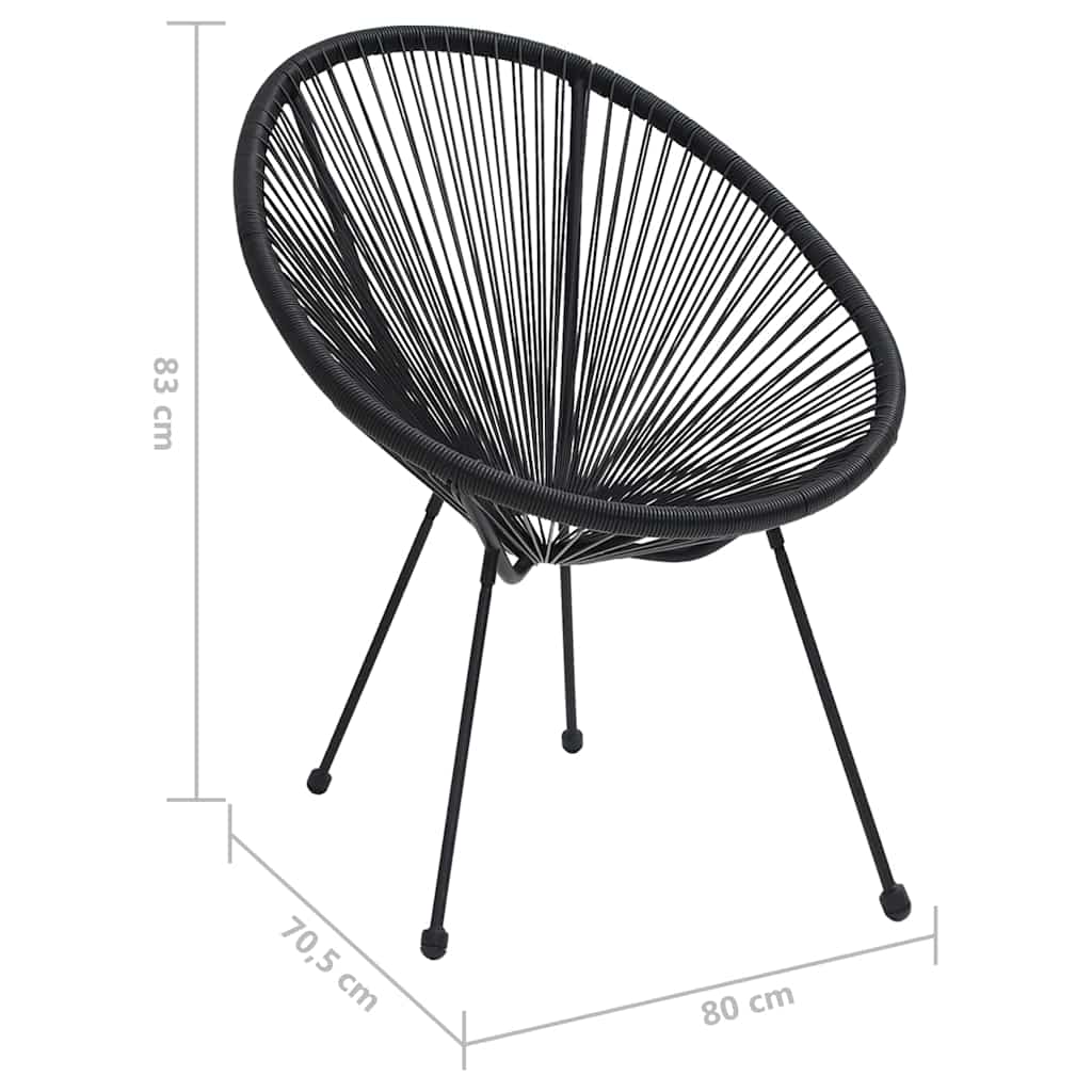 312164 vidaXL Garden Moon Chairs 2 pcs Rattan Black