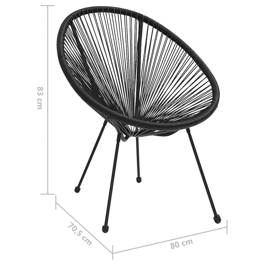 vidaXL Moon Chair | Set of 2 | Black | Round PVC Rattan | Garden Chair | Round