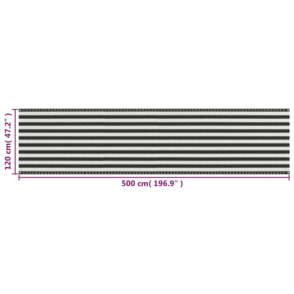 310858 vidaXL Balcony Screen HDPE 120x500 cm Anthracite and White