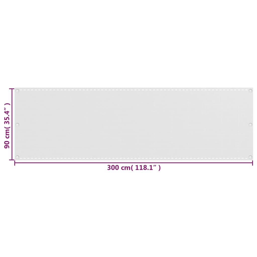 vidaXL Balcony Screen White 90x300 cm HDPE