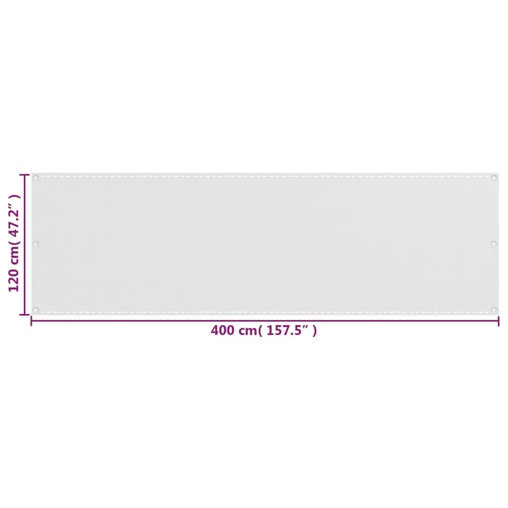 vidaXL Balcony Screen White 120x400 cm HDPE