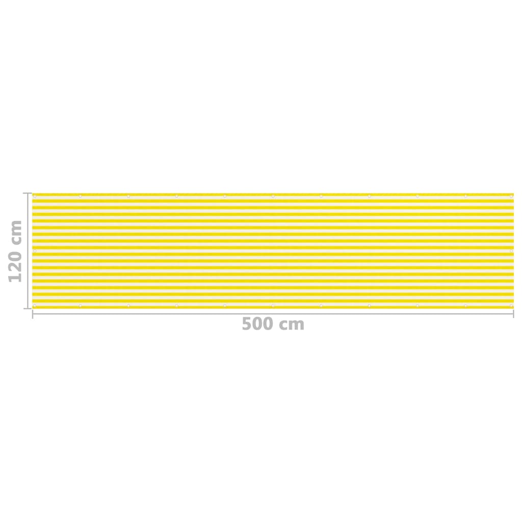 310882 vidaXL Balcony Screen Yellow and White 120x500 cm HDPE