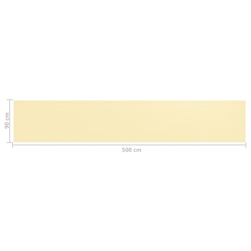 vidaXL Balcony Screen Beige 90x500 cm HDPE
