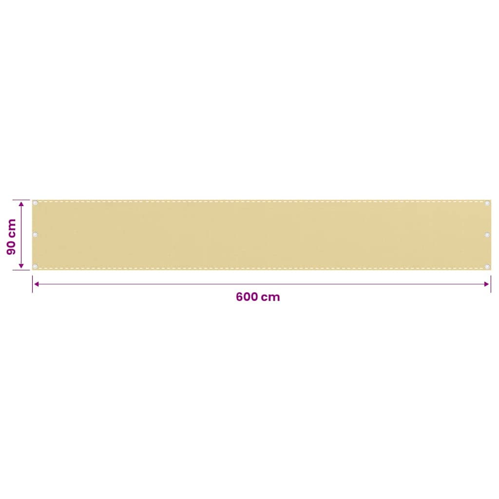 310915 vidaXL Balcony Screen Beige 90x600 cm HDPE