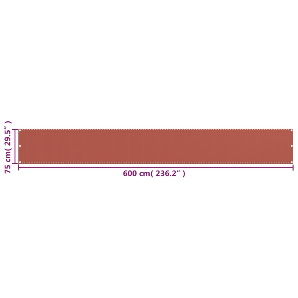 vidaXL Balcony Screen Terracotta 75x600 cm HDPE