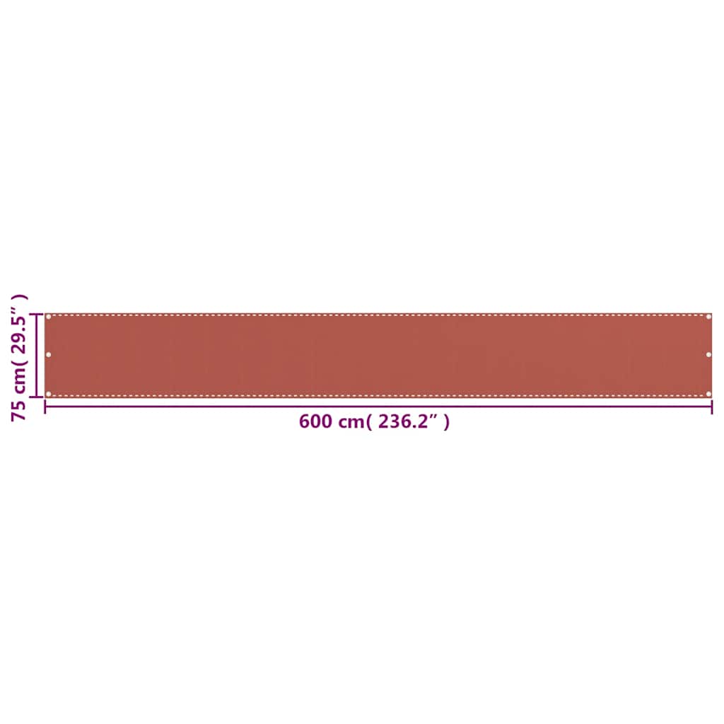 310947 vidaXL Balcony Screen Terracotta 75x600 cm HDPE