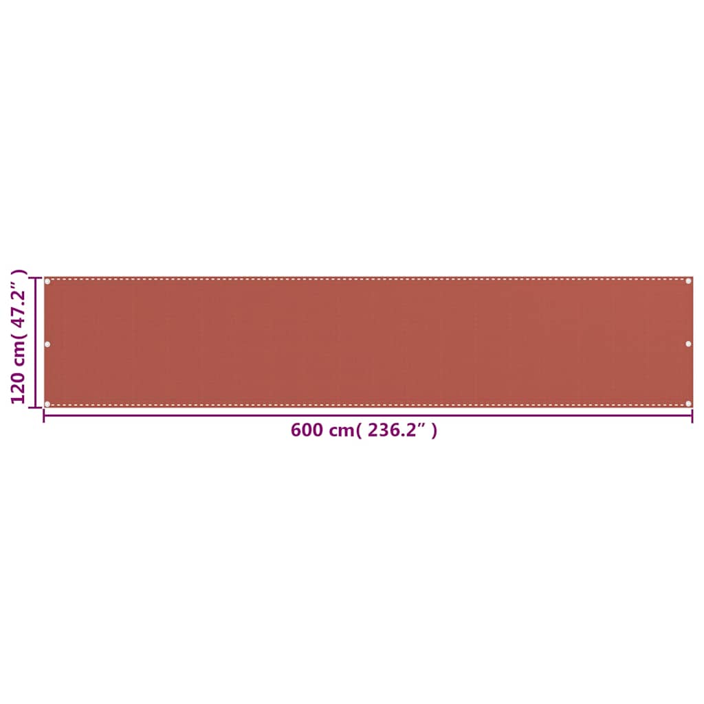 310955 vidaXL Balcony Screen Terracotta 120x600 cm HDPE