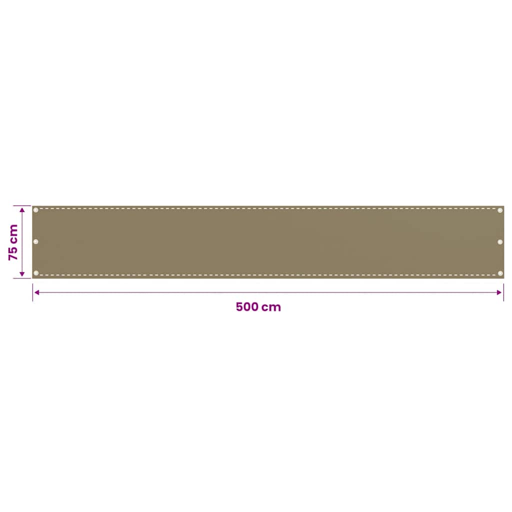 310958 vidaXL Balcony Screen Taupe 75x500 cm HDPE