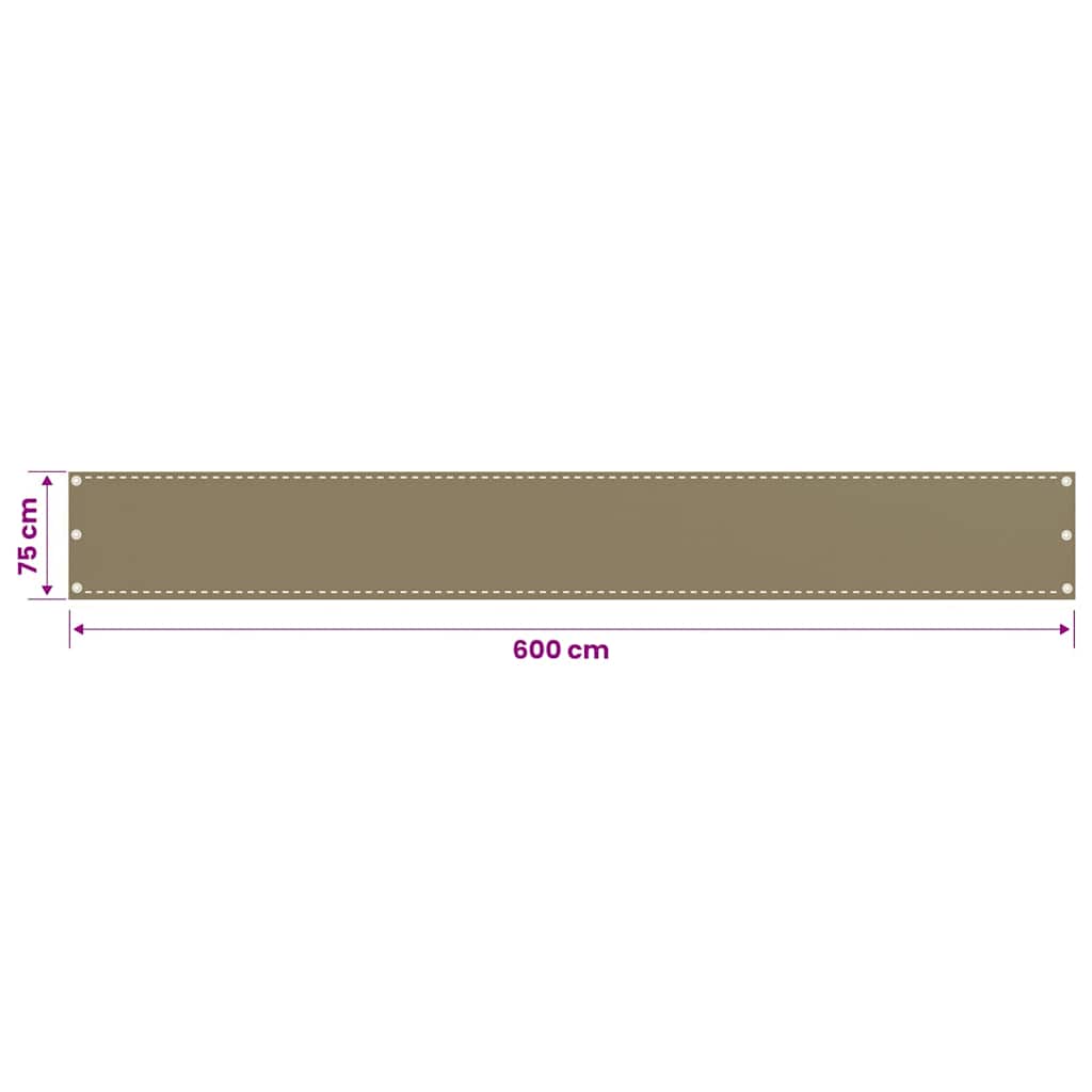 310959 vidaXL Balcony Screen Taupe 75x600 cm HDPE