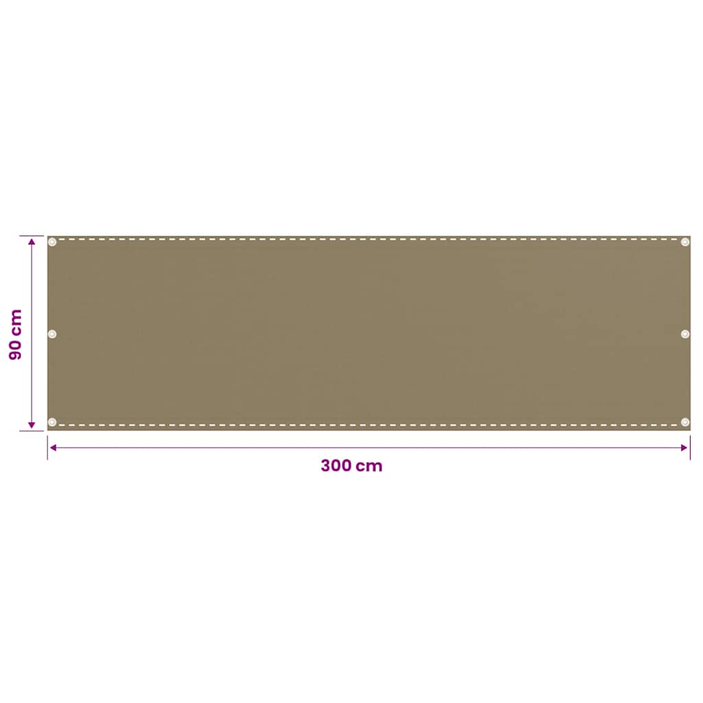 310960 vidaXL Balcony Screen Taupe 90x300 cm HDPE