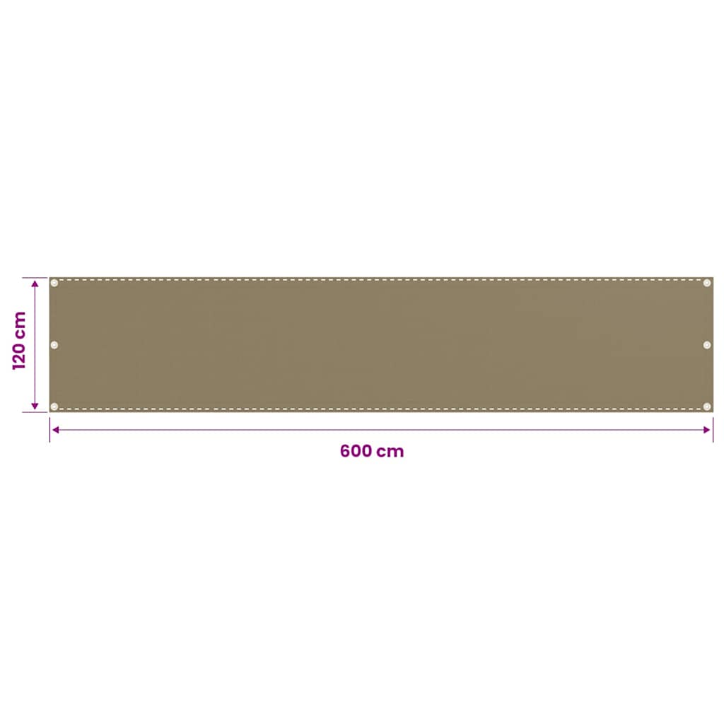 310967 vidaXL Balcony Screen Taupe 120x600 cm HDPE