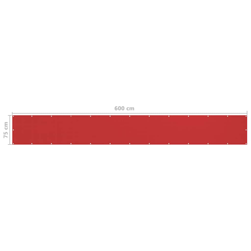 311007 vidaXL Balcony Screen Red 75x600 cm HDPE