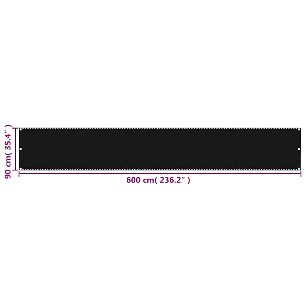 311035 vidaXL Balcony Screen Black 90x600 cm HDPE