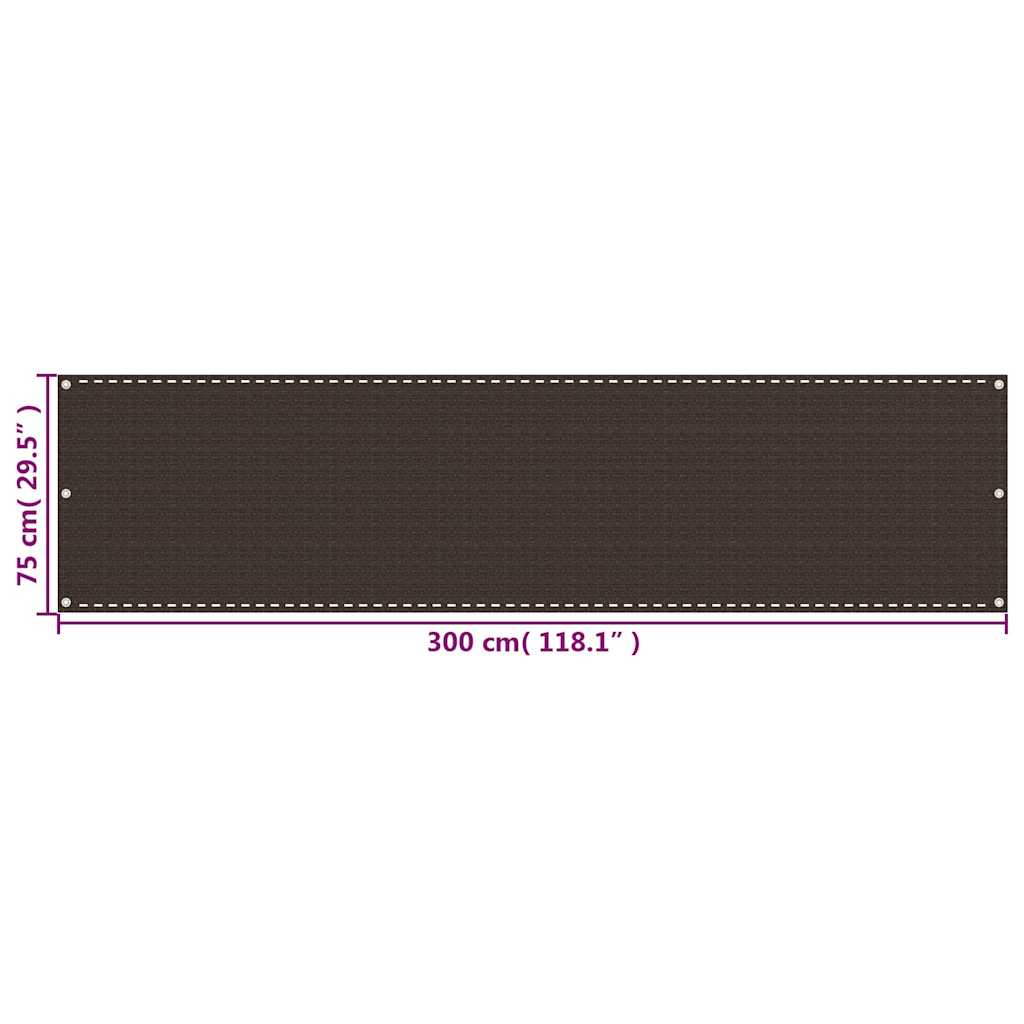 311040 vidaXL Balcony Screen Brown 75x300 cm HDPE