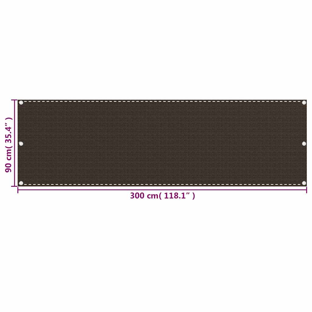 311044 vidaXL Balcony Screen Brown 90x300 cm HDPE