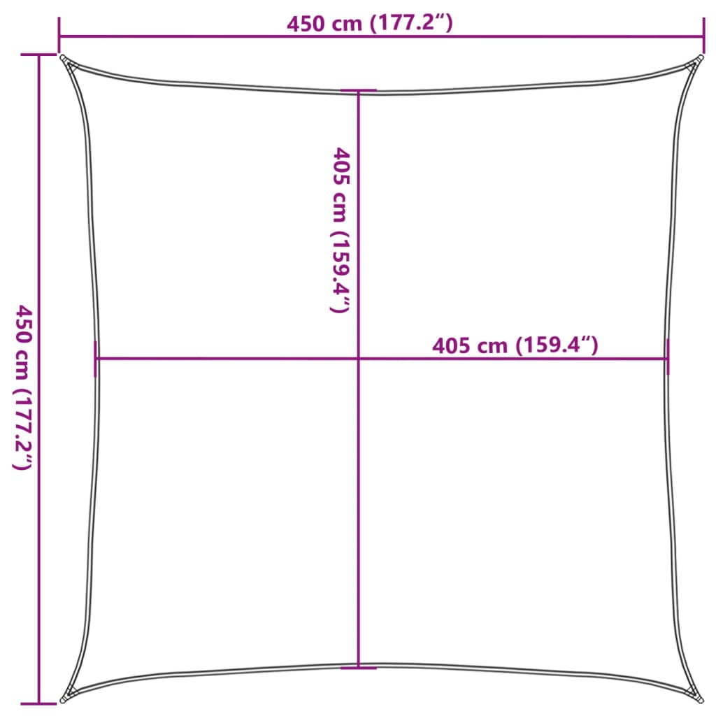 vidaXL Sunshade Sail 160 g/m² Anthracite 4.5x4.5 m HDPE