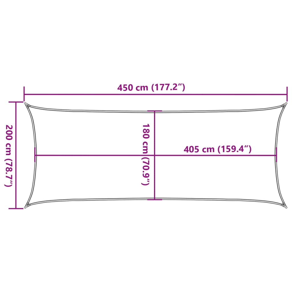 vidaXL Sunshade Sail 160 g/m² Cream 2x4.5 m HDPE