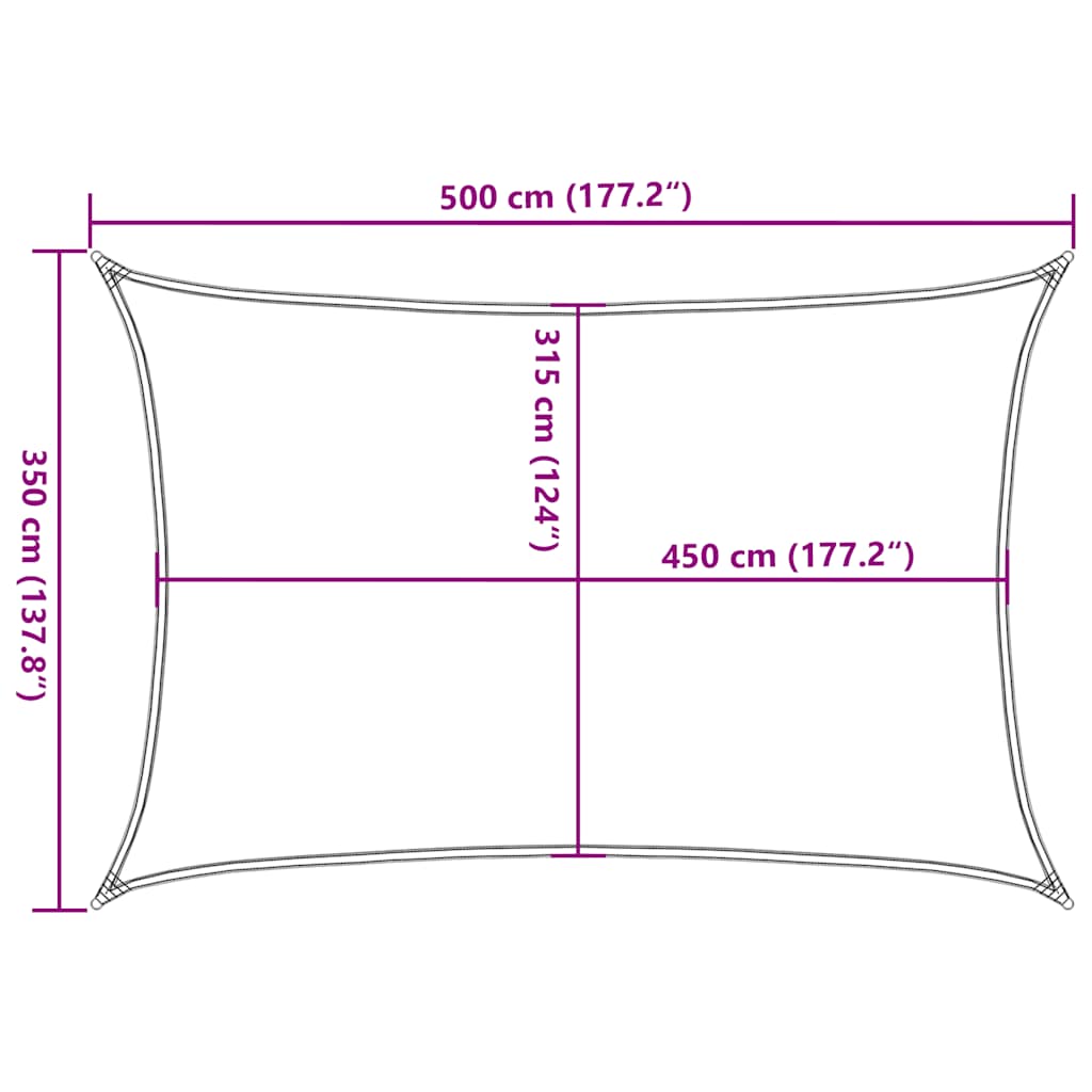 vidaXL Sunshade Sail 160 g/m² Cream 3.5x5 m HDPE