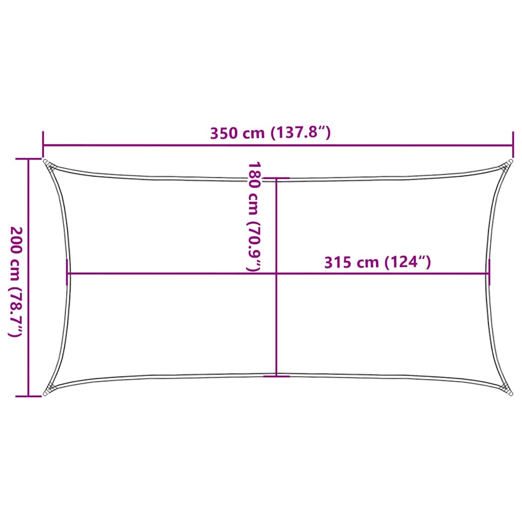 vidaXL Sunshade Sail 160 g/m² White 2x3.5 m HDPE
