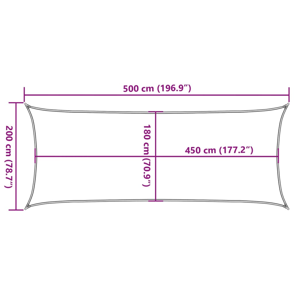 vidaXL Sunshade Sail 160 g/m² White 2x5 m HDPE