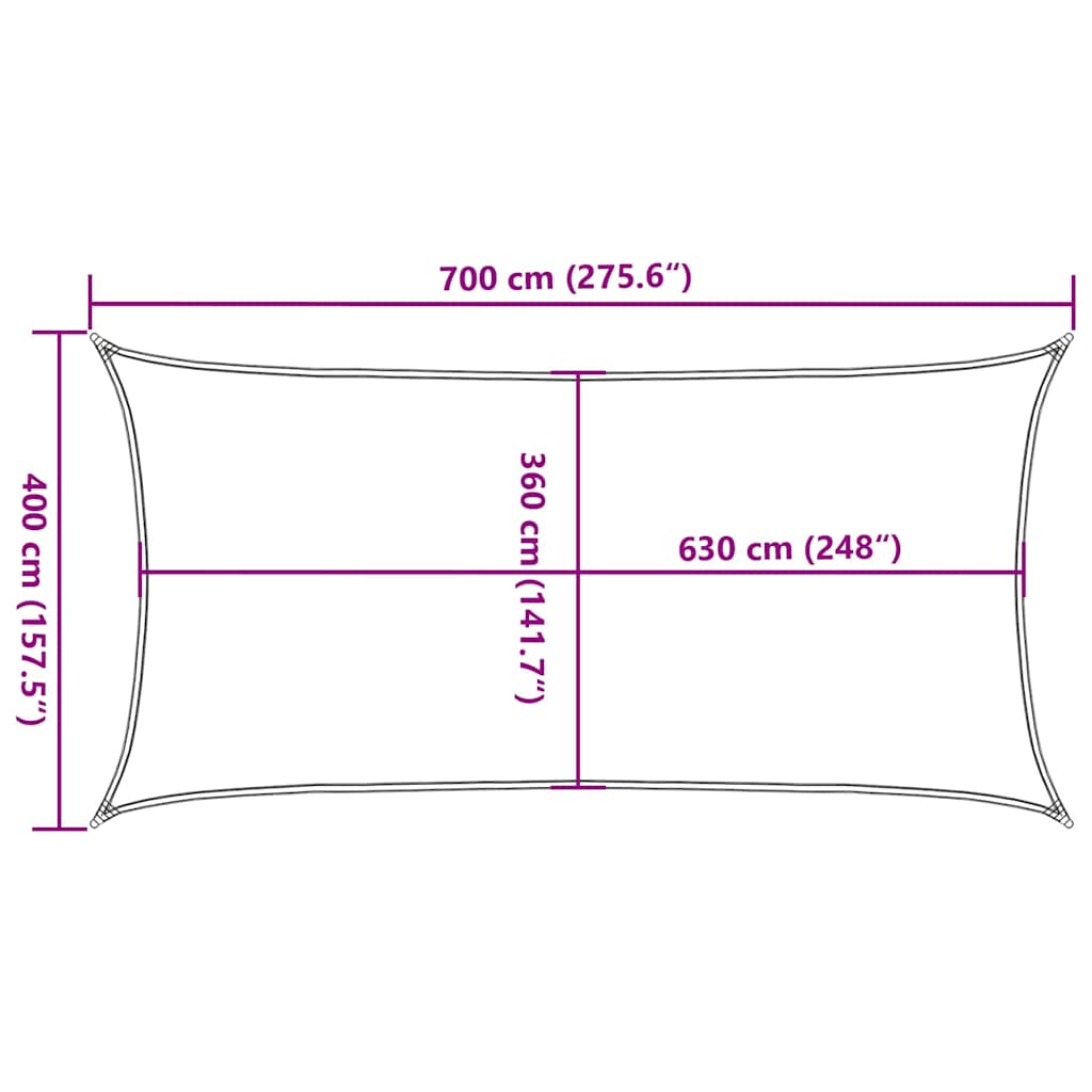 311245 vidaXL Sunshade Sail 160 g/m² White 4x7 m HDPE
