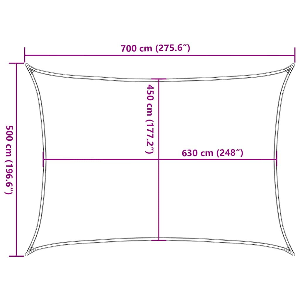 vidaXL Sunshade Sail 160 g/m² White 5x7 m HDPE