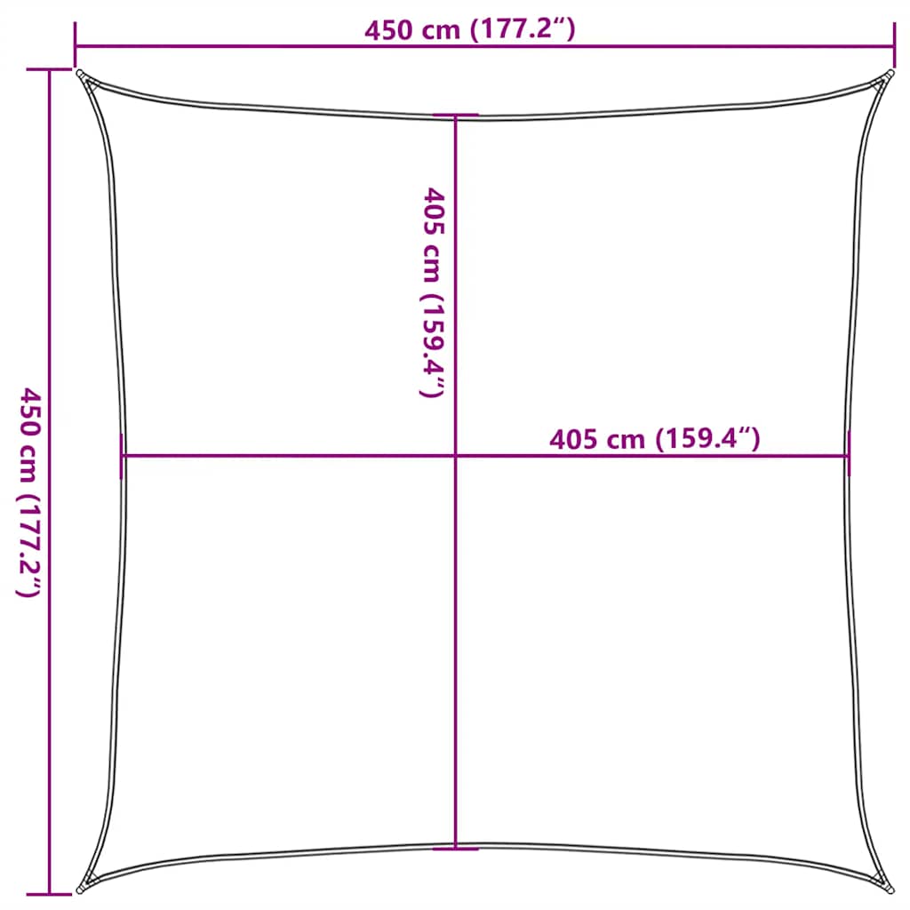 vidaXL Sunshade Sail 160 g/m² Taupe 4.5x4.5 m HDPE