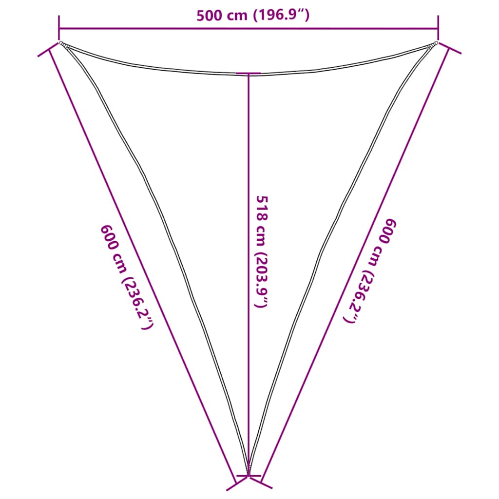 vidaXL Sunshade Sail 160 g/m² Triangular Blue 5x6x6 m HDPE