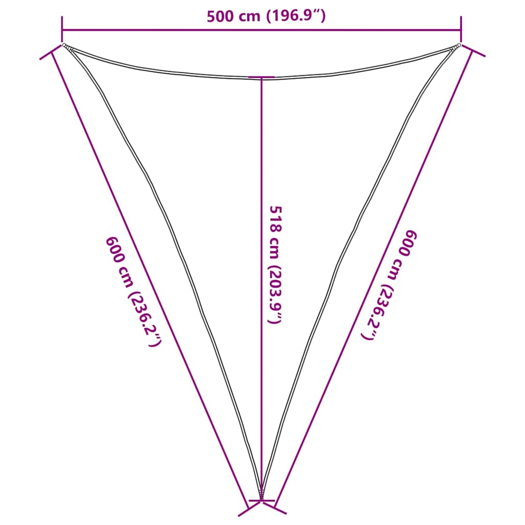 vidaXL Sunshade Sail 160 g/m² Triangular Blue 5x6x6 m HDPE